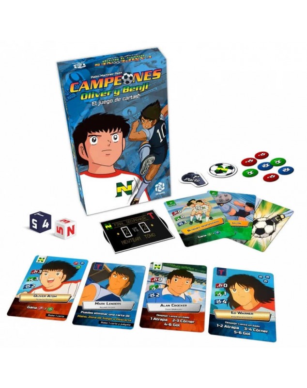 Juego De Cartas De Fútbol Oliver Y Benji – Duelo Épico New Team Vs Toho, Ideal Para Niños +10 Y Fans Retro, Incluye Dados, Cartas Especiales Y Marcador De Partido